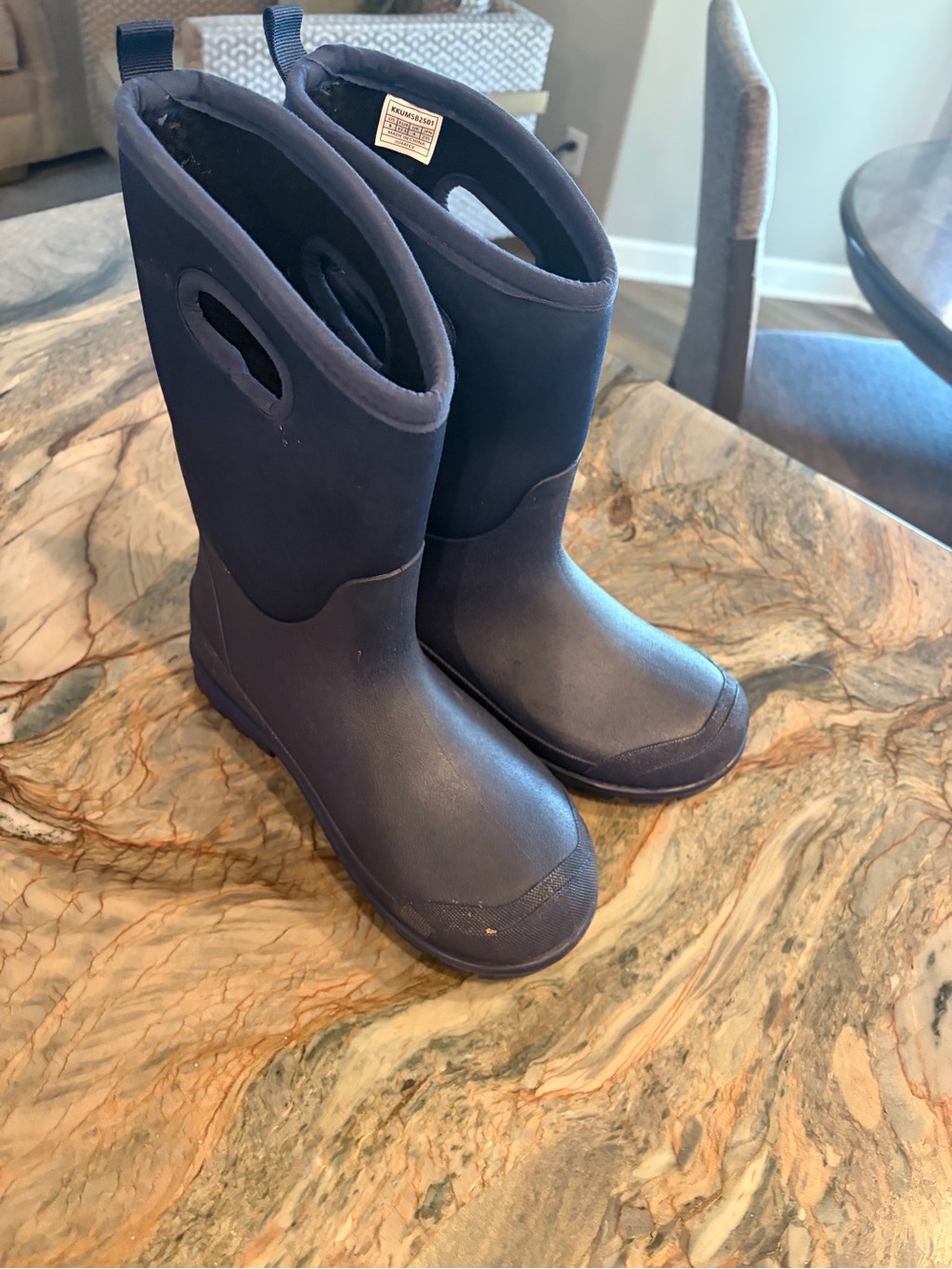 Dream Pairs Navy Kids Waterproof Pull-On Rain Boots with Handles